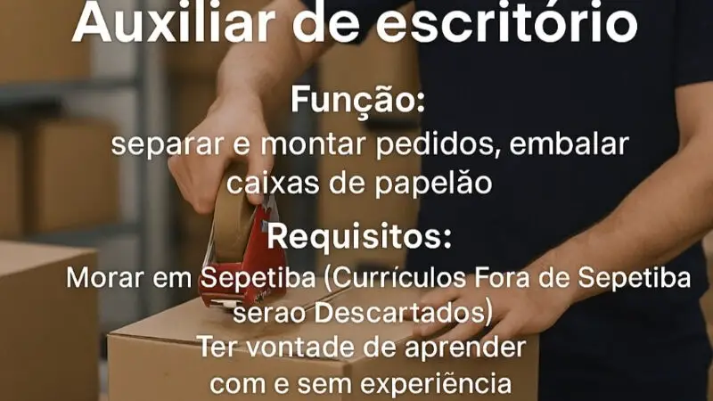 2 Vagas de emprego para Embalador, Auxiliar De Escritório sem experiência na empresa Grupo Arcca em 09/09