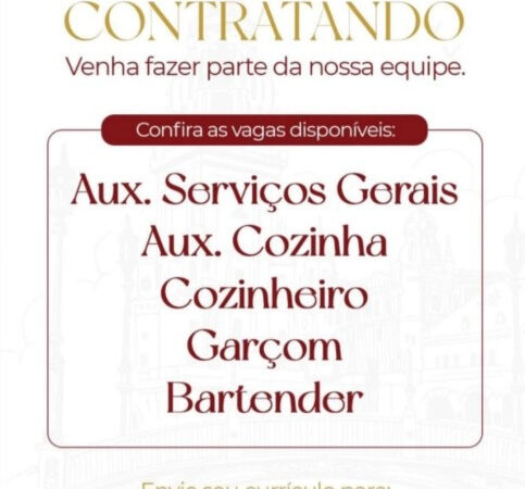 5 Vagas de emprego para Aux Serviços Gerais, Aux Cozinha, Cozinheiro, Garçom, Bartender na empresa Santiago Culinária Ibérica em 11/09
