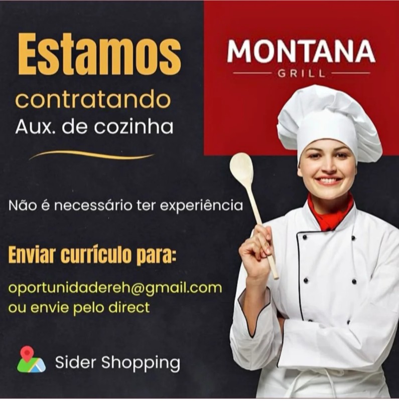 1 Vaga de emprego para Aux De Cozinha sem experiência na empresa Montana Grill, Sider Shopping em 20/09