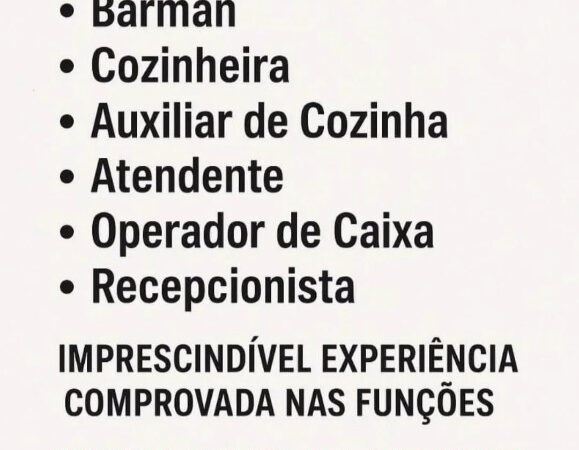 6 Vagas de emprego para Garçom , Garçonete, Barman, Cozinheira, Auxiliar De Cozinha, Atendente, Operador De Caixa, Recepcionista na empresa Flashbackriocontabilidade em 10/09