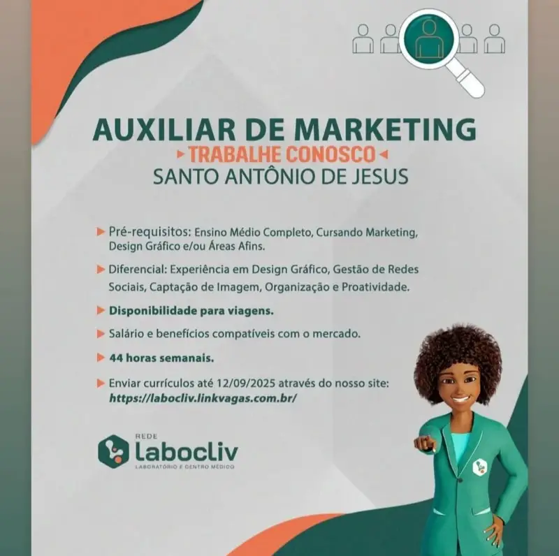 1 Vaga de emprego para Auxiliar De Marketing na empresa Rede Labocliv em 11/09