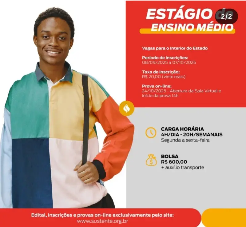 1 Vaga de emprego para Estágio Ensino Médio na empresa Sustente em 11/09