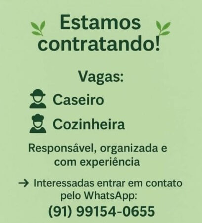 1 Vaga de emprego para Caseiro Cozinheira na empresa AGRO WEBER em 06/09