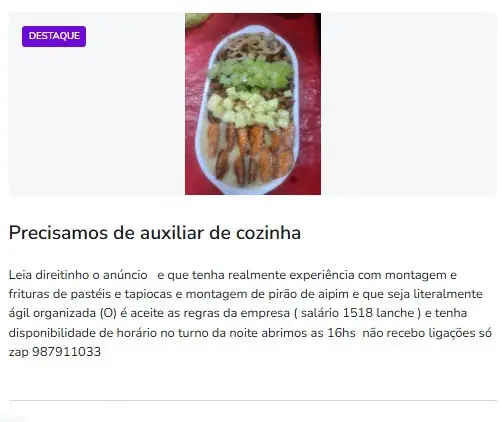 1 Vaga de emprego para Auxiliar De Cozinha na Cidade Salvador em 11/09