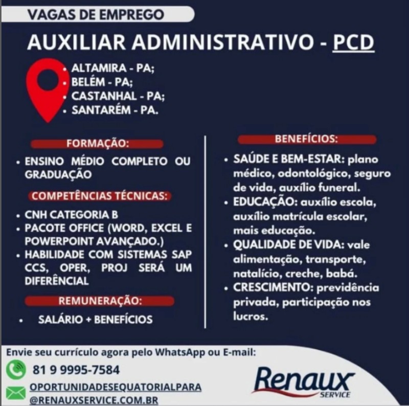 1 Vaga de emprego para Auxiliar Administrativo na empresa RENAUX SERVICE em 19/09