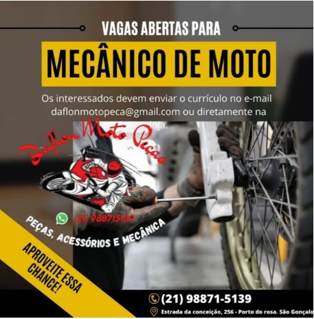 1 Vaga de emprego para Mecânico De Moto na empresa Daflonmotopeca em 23/09