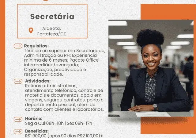 1 Vaga de emprego para Secretária no segmento de administração em 08/09