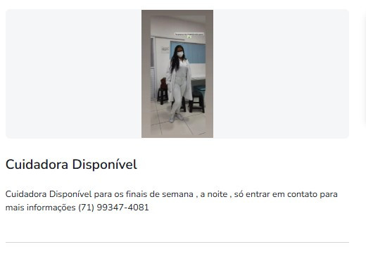 1 Vaga de emprego para Cuidadora na Cidade Salvador em 11/09