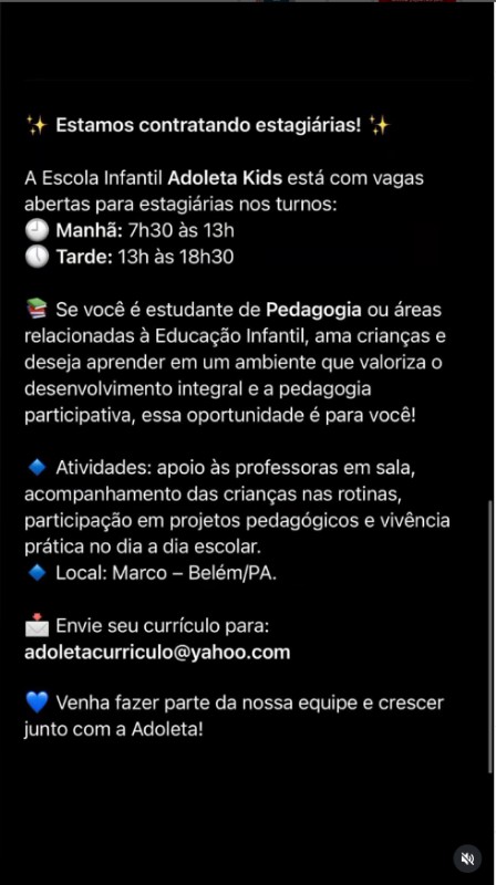 1 Vaga de emprego para Professora Infantil na empresa ADOLETA KIDS em 19/09
