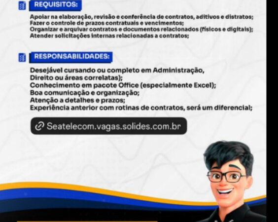 1 Vaga de emprego para Auxilair De Contratos na cidade em 06/09