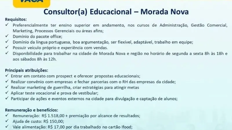 1 Vaga de emprego para Consultor Educacional na empresa UniAteneu em 10/09