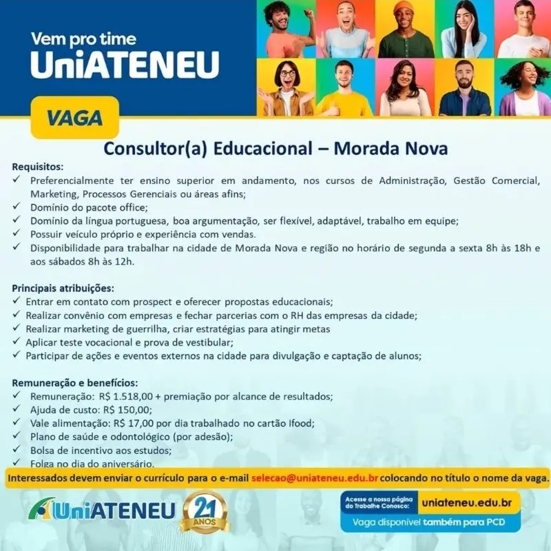 1 Vaga de emprego para Consultor Educacional na empresa UniAteneu em 10/09