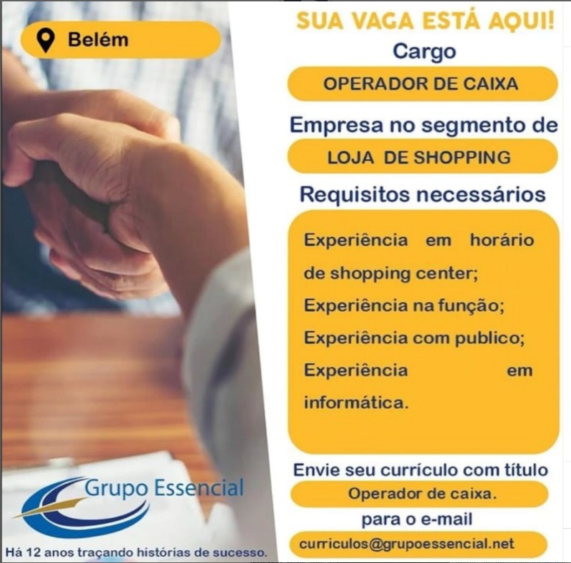 1 Vaga de emprego para Operador De Caixa na empresa GRUPO ESSENCIAL em 20/09