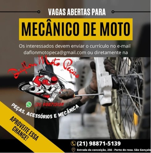 1 Vaga de emprego para Mecânico De Moto na empresa Daflon Moto Peças em 26/09