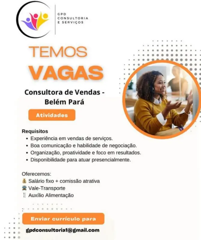 1 Vaga de emprego para Consultora De Vendas na empresa GPD CONSULTORIA E SERVIÇOS em 06/09