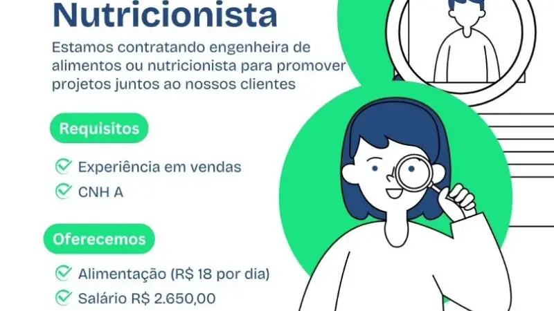 1 Vaga de emprego para Nutricionista no segmento de vendas em 10/09