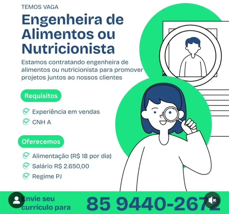 1 Vaga de emprego para Nutricionista no segmento de vendas em 10/09