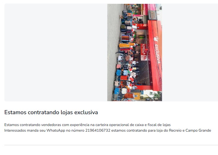 1 Vaga de emprego para Vendedoras na Cidade Rio de Janeiro em 23/09
