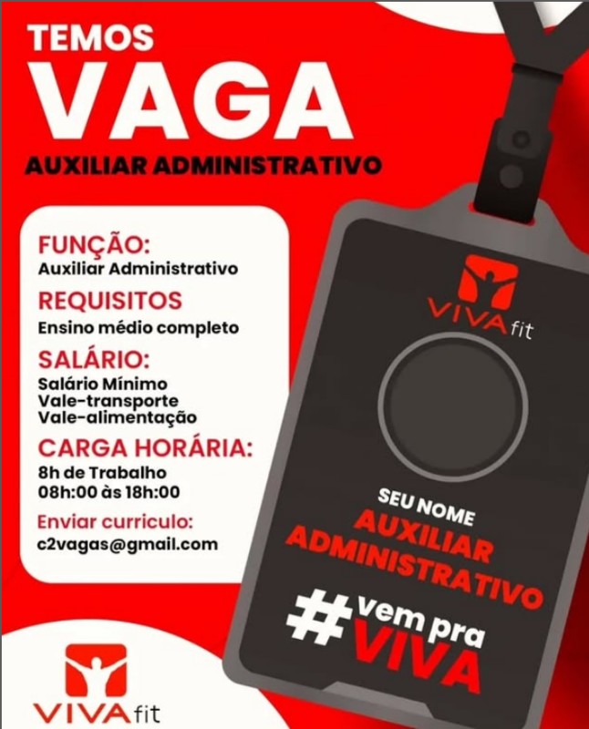 1 Vaga de emprego para Auxiliar Administrativo na empresa VIVA FIT em 17/09