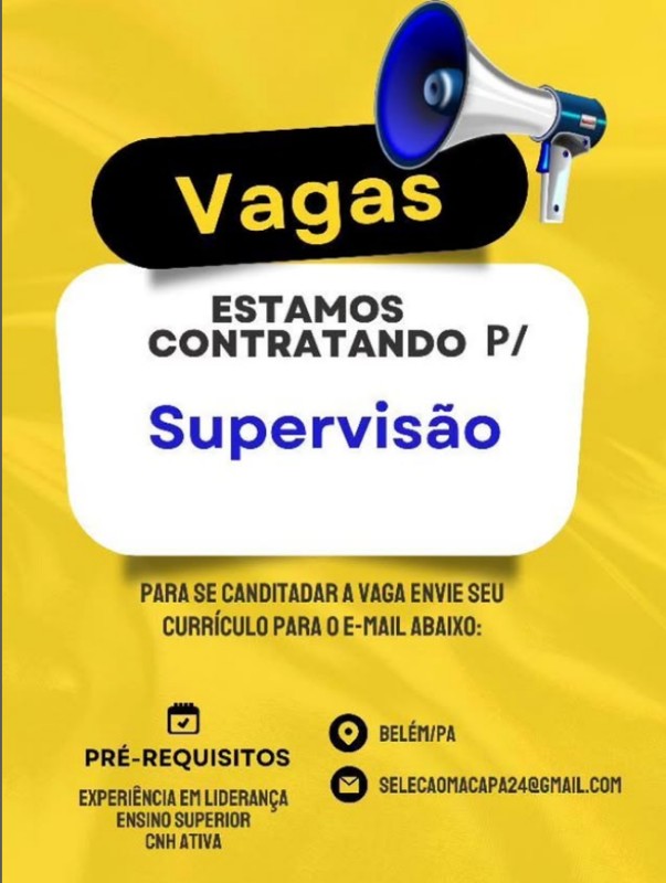 1 Vaga de emprego para Supervisão na Cidade em 18/09