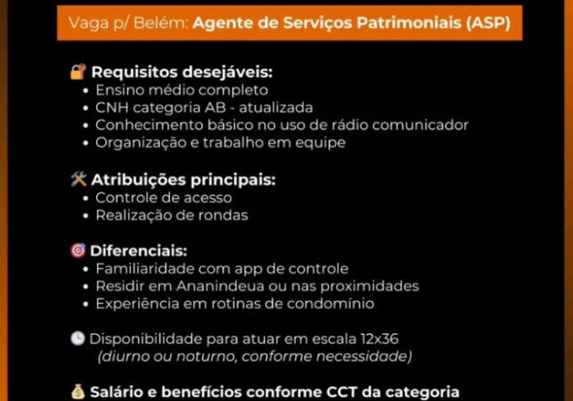 1 Vaga de emprego para Agente De Serviços Patrimoniais na empresa GRUPO ARAUJO COSTA em 06/09