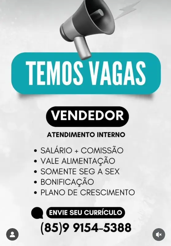 1 Vaga de emprego para Vendedor Interno no segmento comercial em 11/09