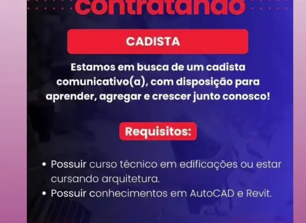 1 Vaga de emprego para Cadista na empresa H2 Fire em 11/09