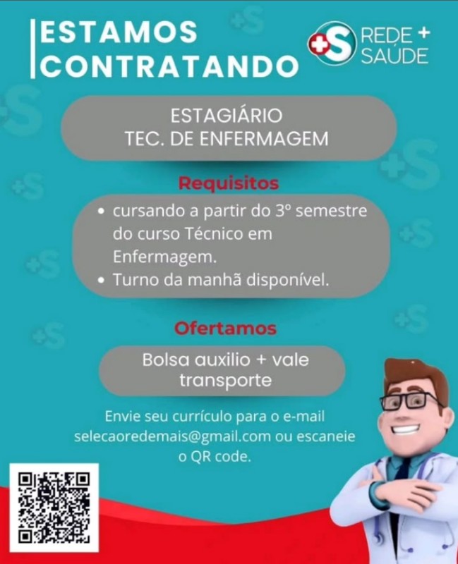 1 Vaga de emprego para Estagiario Tecde Enfermagem na empresa PEDE MAIS SALDE em 27/09