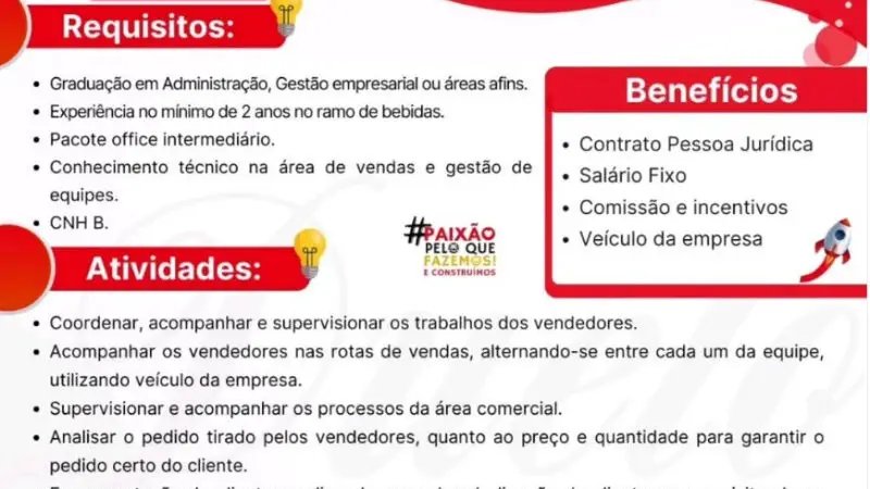 1 Vaga de emprego para Supervisor De Vendas na empresa DUELO em 06/09
