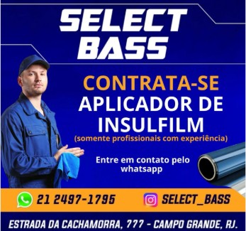 1 Vaga de emprego para Aplicador De Insufilm na empresa Select Bass em 24/09