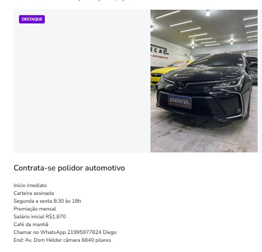 1 Vaga de emprego para Polidor Automotivo na empresa ECAL em 25/09