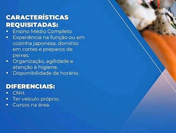 1 Vaga de emprego para Sushiman na empresa MOVIX em 07/09