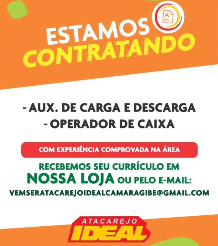2 Vagas de emprego para Auxiliar De Carga Descarga, Operador De Caixa na empresa Atacarejo Ideal em 23/09