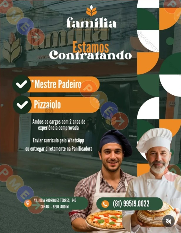 2 Vagas de emprego para Mestre Padeiro, Pizzaiolo na empresa Delicatessen Família em 23/09