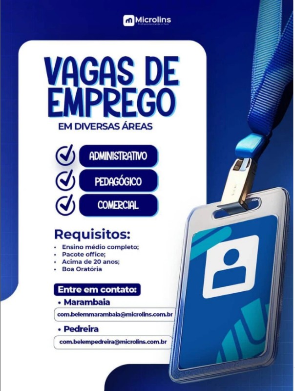 1 Vaga de emprego para Administrativo, Comercial E Pedagógico na empresa MICROLINS em 17/09