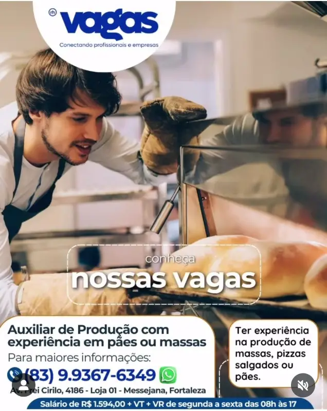 1 Vaga de emprego para Auxiliar De Produção no segmento de padarias em 08/09