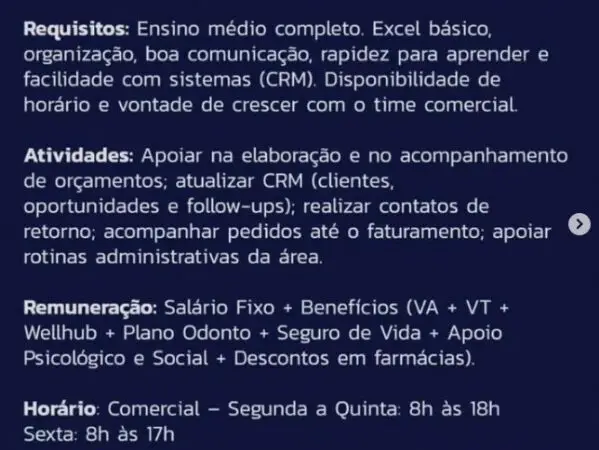 1 Vaga de emprego para Assistente De Vendas na empresa FEMABRAS em 06/09