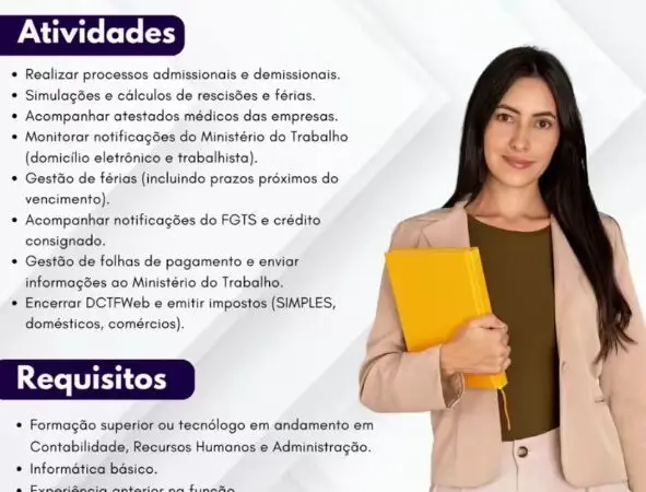 1 Vaga de emprego para Assistente De Departamento Pessoal no bairro de Cocó em 12/09
