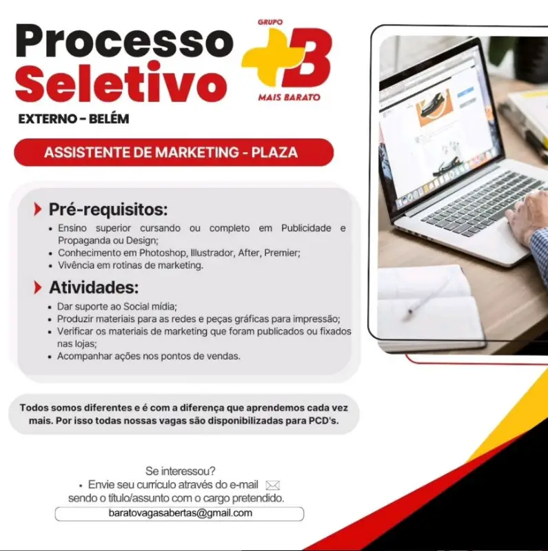 1 Vaga de emprego para Assistente De Marketing Plaza na empresa GRUPO MAIS BARATO em 06/09