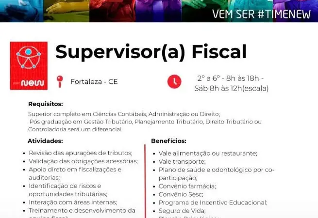 1 Vaga de emprego para Supervisor Fiscal na empresa Grupo New em 11/09