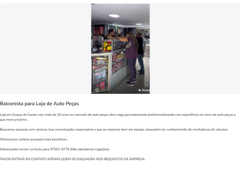 1 Vaga de emprego para Baconista na empresa Loja Auto Peças em 25/09