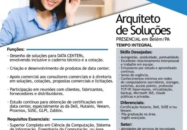 1 Vaga de emprego para Arquiteto De Soluções na empresa SOLUS IT em 06/09
