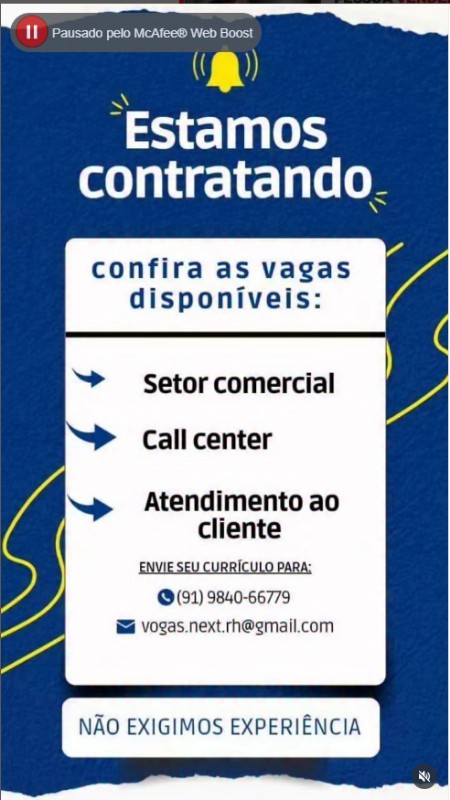 1 Vaga de emprego para Setor Comercial, Call Center, Atendimento Ao Cliente na cidade em 20/09