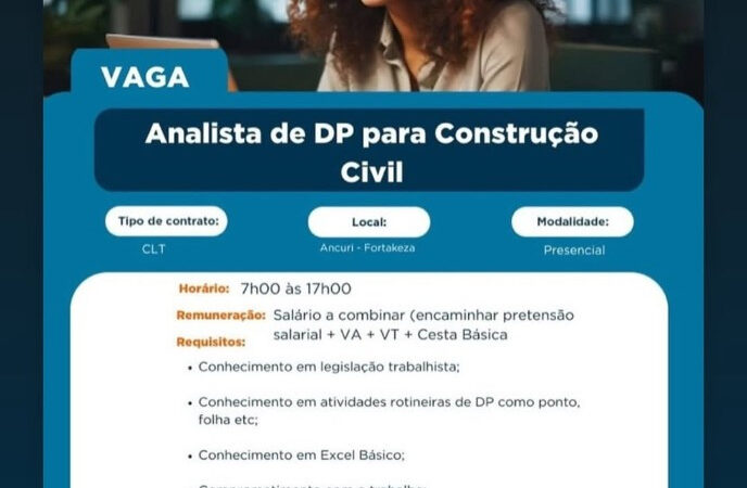 1 Vaga de emprego para Analista De Dp De Construção Civil na empresa RHF Talentos em 11/09