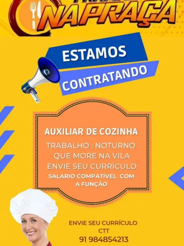 1 Vaga de emprego para Auxiliar De Cozinha na empresa Praça em 06/09