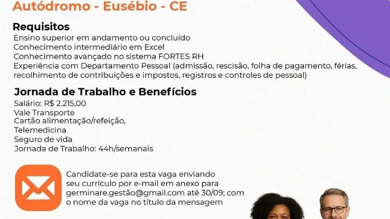 1 Vaga de emprego para Assistente De Departamento Pessoal na empresa Germinare em 11/09