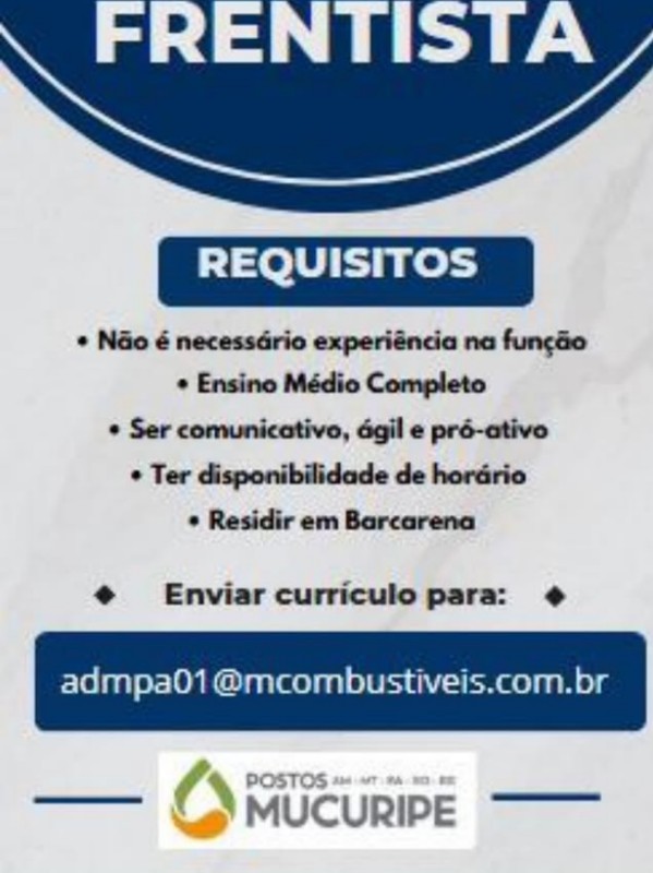 1 Vaga de emprego para Frentista na empresa POSTO MUCURIPE em 18/09