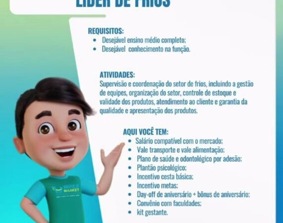 1 Vaga de emprego para Líder De Frios na empresa Hiper Market em 08/09