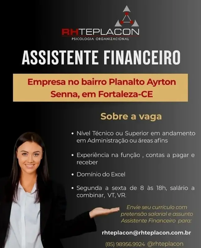 1 Vaga de emprego para Assistente Financeiro na empresa RH Teplacon em 11/09