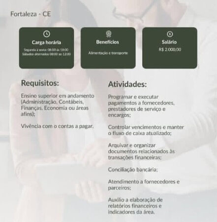 1 Vaga de emprego para Assistente De Contas A Pagar na empresa Grupo Praxis em 11/09